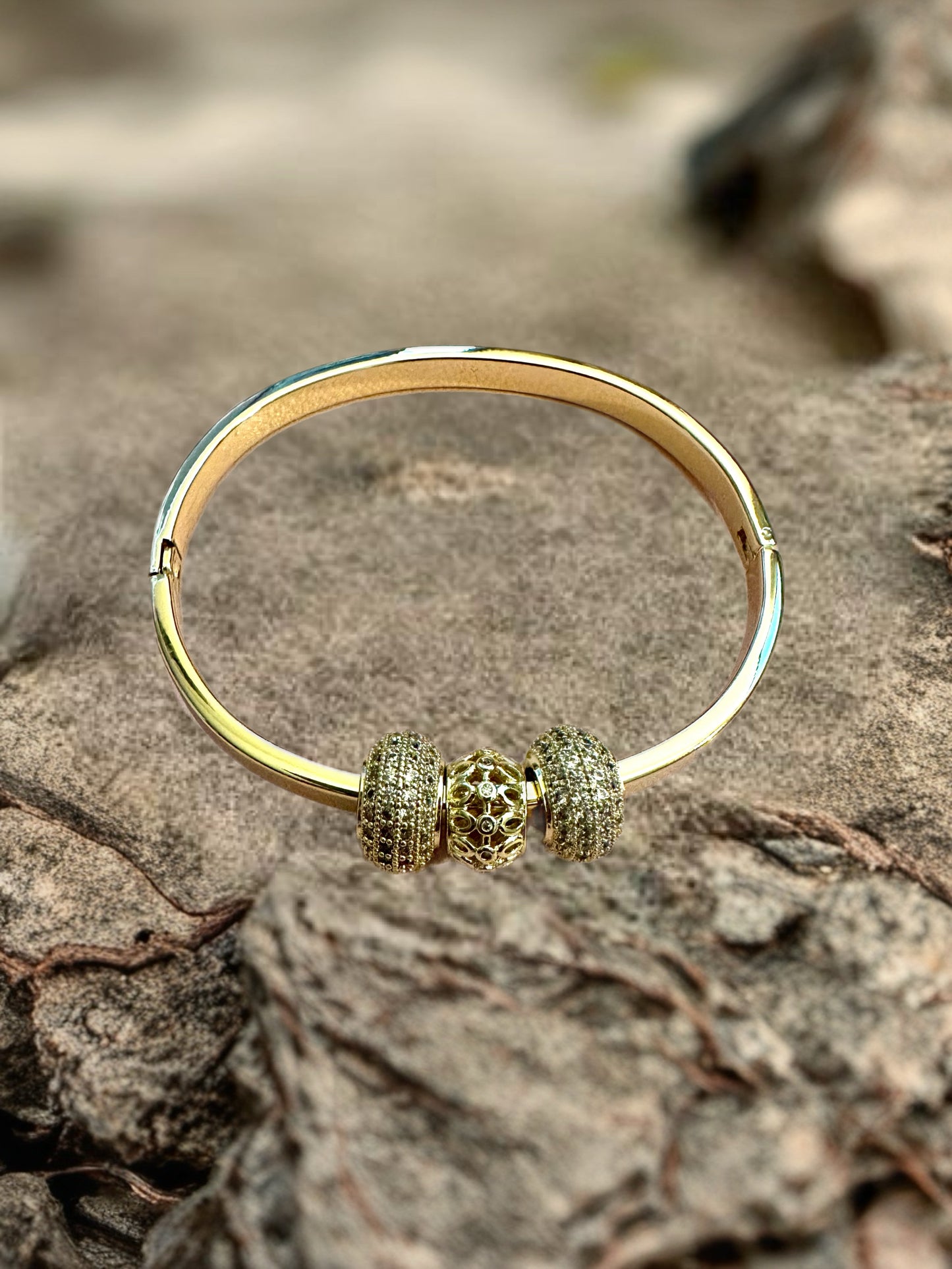 Golden Radiance Charm Bangle