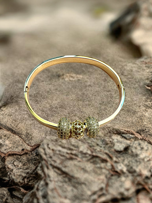 Golden Radiance Charm Bangle